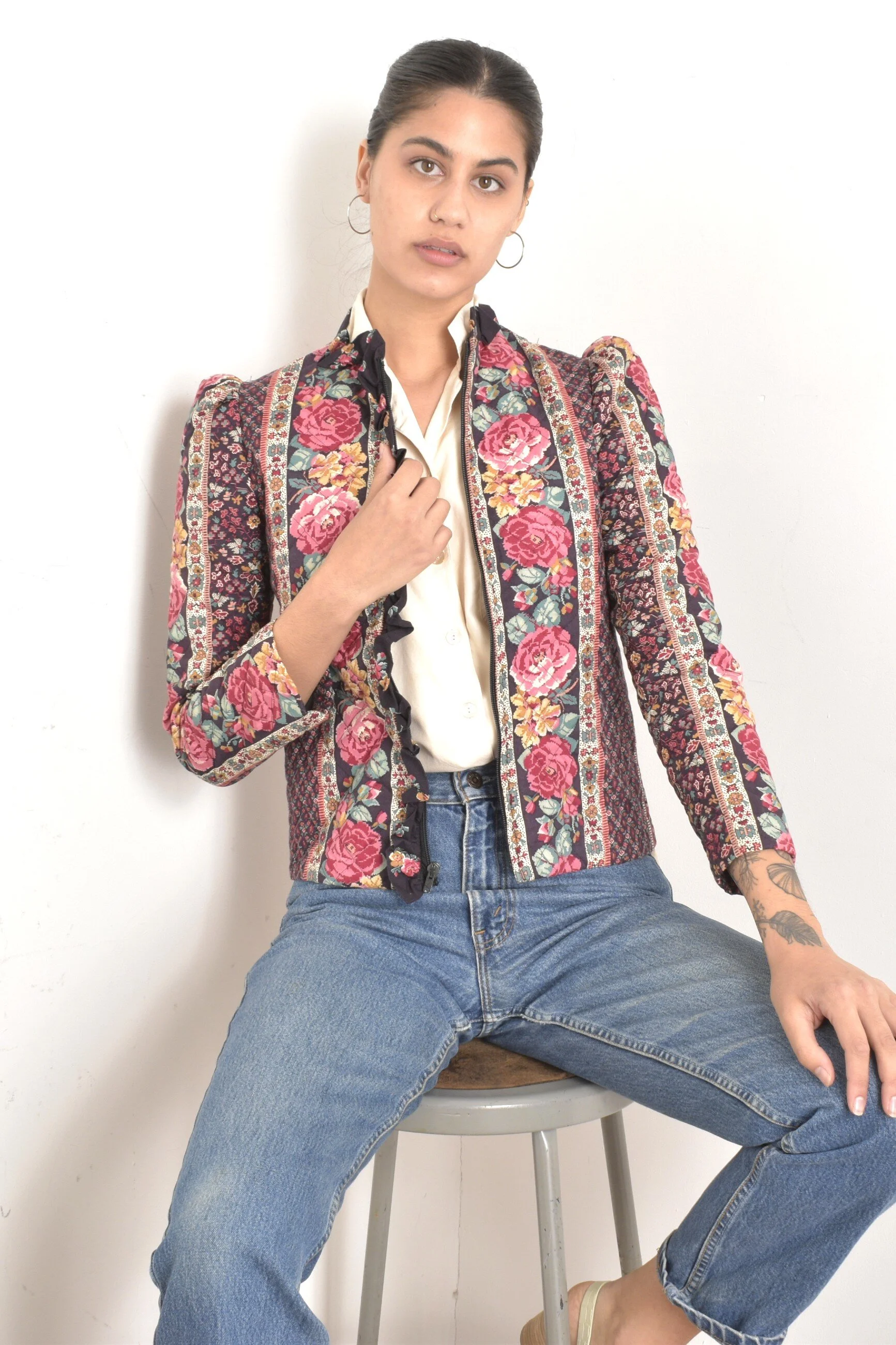 ジャケット・アウター 80s Euro vintage quilting jacket flower 80s Euro vintage quilting jacket flower - メルカリ